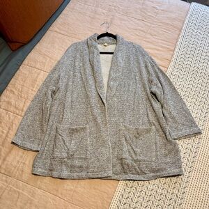 100% Organic Cotton Open Cardigan Sweater | Eileen Fisher | 2X | Marled Gray